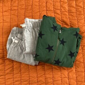 Like new! Primary Green Star hoodie and carters Joggers lounge pants lot